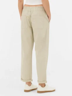 Bawełniane spodnie typu paper bag