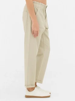 Bawełniane spodnie typu paper bag