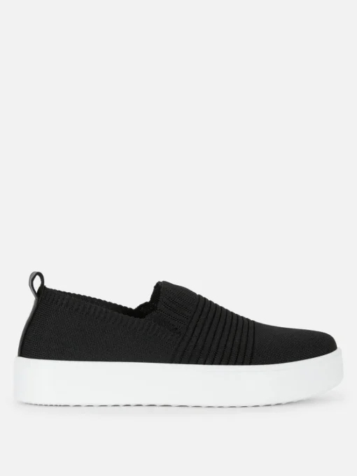 Buty sportowe z dzianinową prążkowaną cholewką