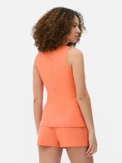 Długa kamizelka z okrągłym dekoltem