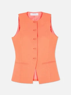 Długa kamizelka z okrągłym dekoltem