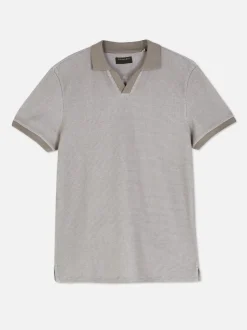 Dzianinowy T-shirt z kołnierzykiem