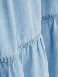 Jeansowa warstwowa spódnica maxi