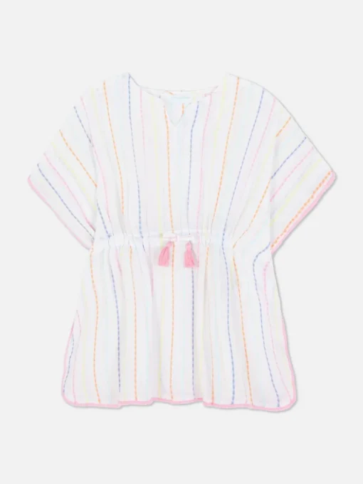 Kaftan w paski z frędzlami