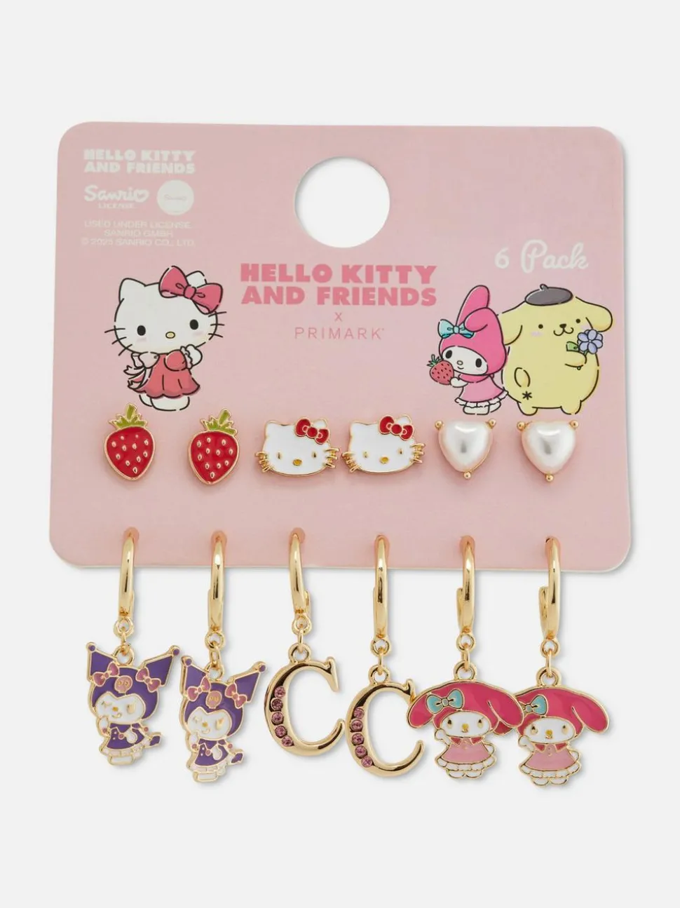 Kolczyki z motywem Hello Kitty i przyjaciół, 6 par