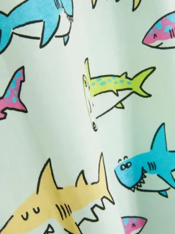 Kolorowy T-shirt z krótkim rękawem i motywem rekina