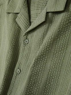 Koszula w paski z tkaniny seersucker, krótki rękaw