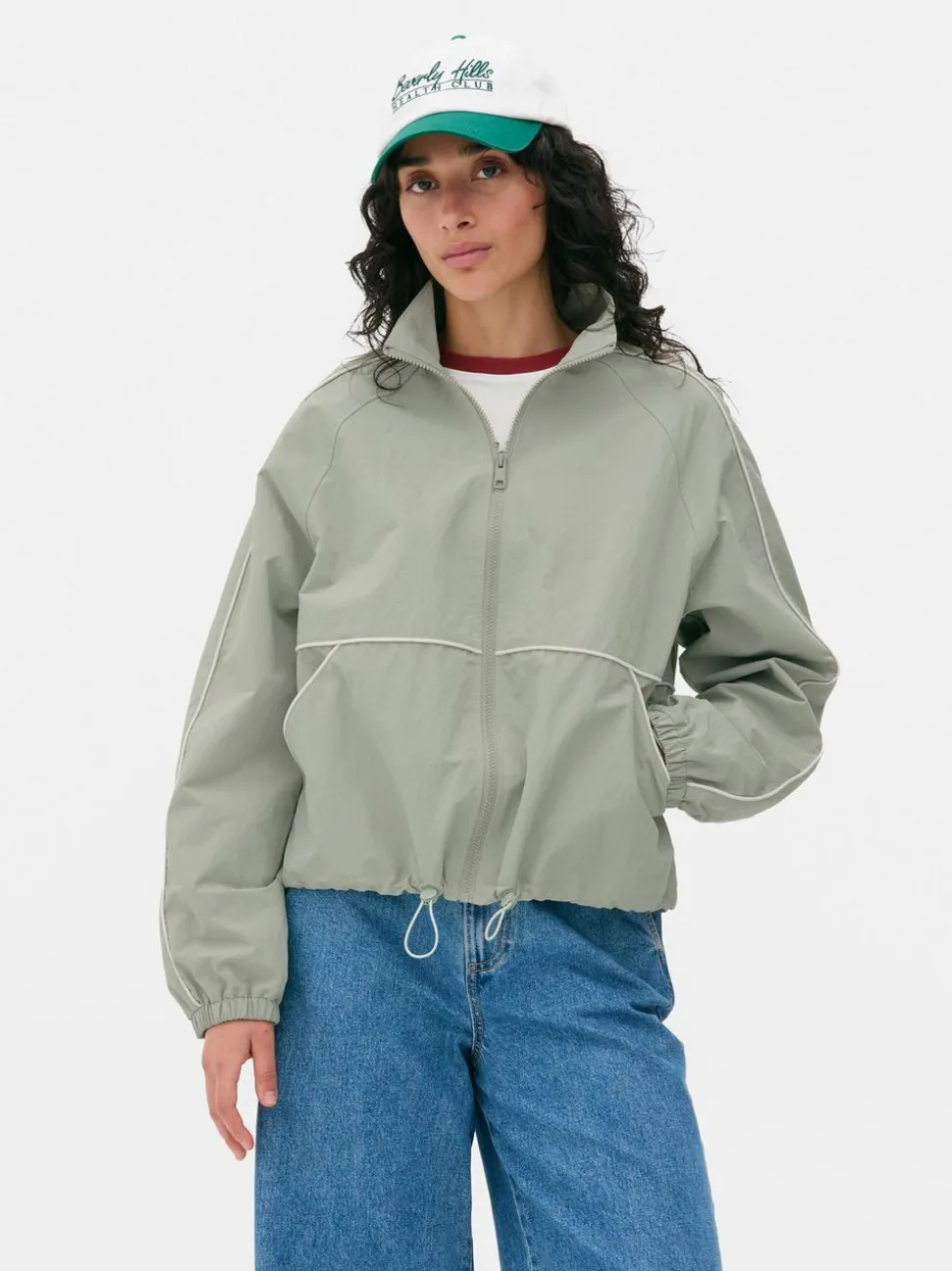 Kurtka przeciwdeszczowa z ozdobną lamówką