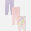 Legginsy z muszelkowym wykończeniem, 3 pary