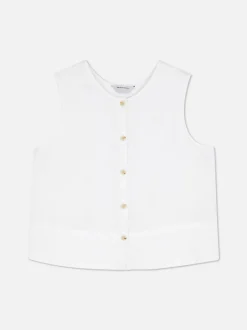 Lniana bluzka bez rękawów The Edit