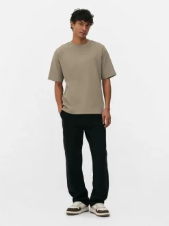 Luźny T-Shirt z teksturowanej dzianiny