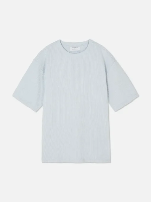 Luźny T-shirt z tkaniny seersucker