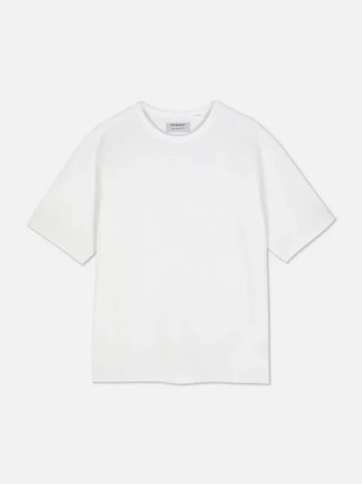 Luźny T-shirt z tkaniny seersucker