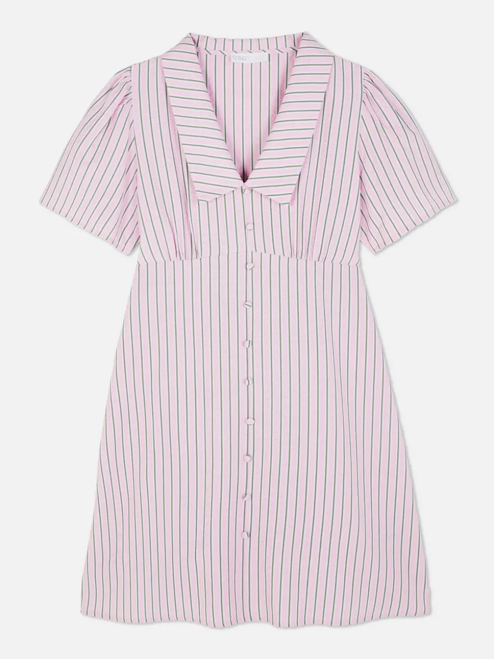 Minisukienka popołudniowa w paski z guzikami