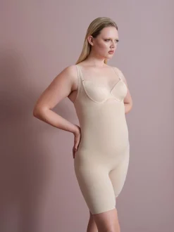 Modelujące body damskie do połowy uda