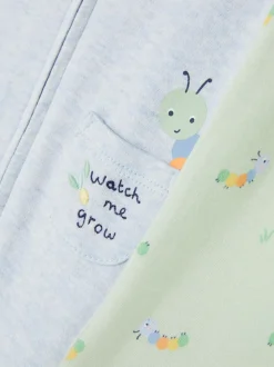 Pajacyki z suwakiem i napisem Watch Me Grow, 2 szt.