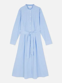 Pasiasta sukienka koszulowa z paskiem