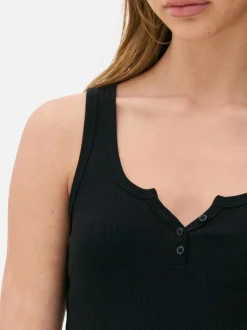 Prążkowana koszulka bez rękawów typu henley