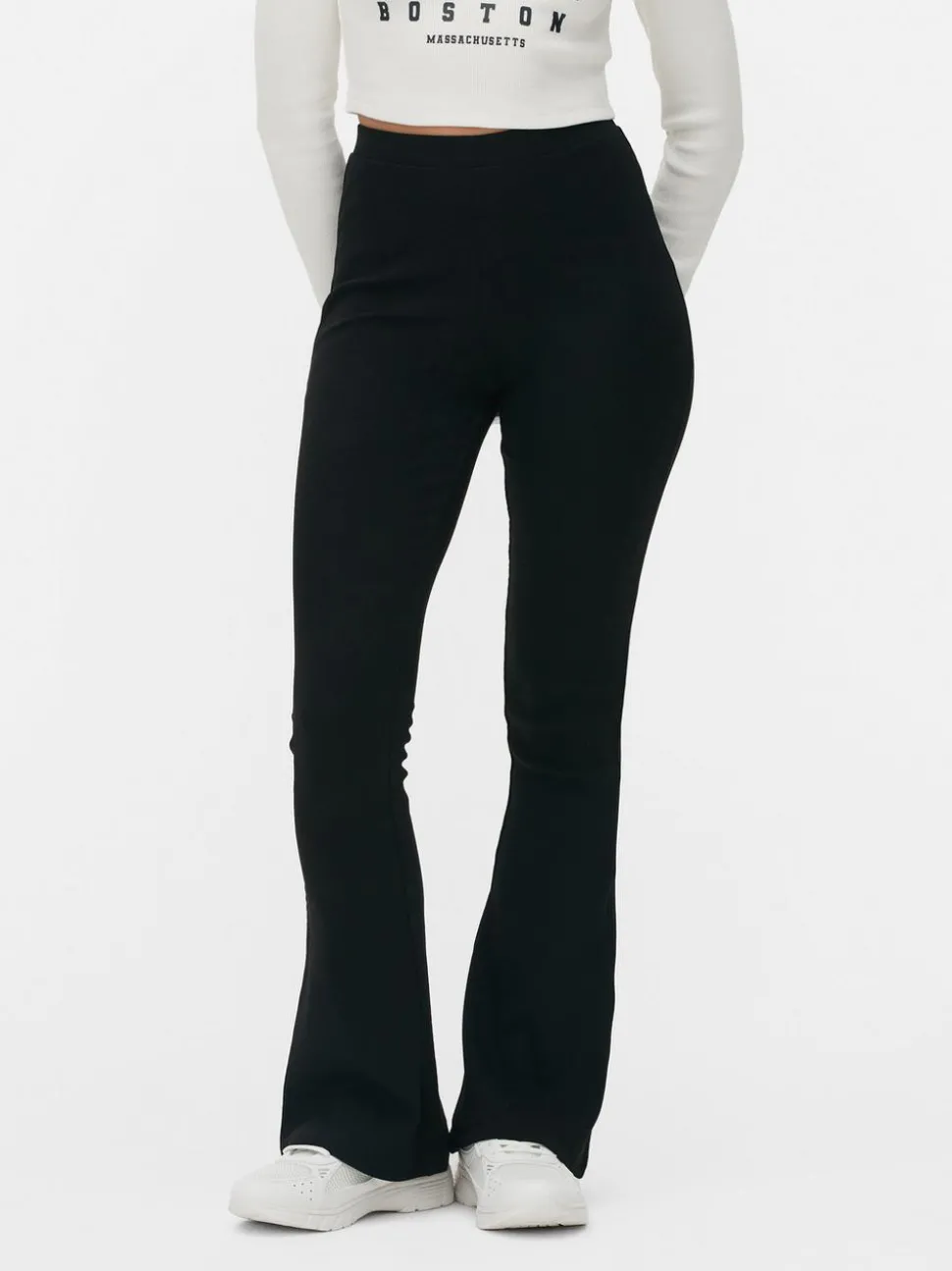 Prążkowane Legginsy z poszerzanymi nogawkami