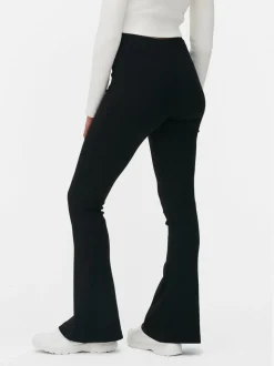 Prążkowane Legginsy z poszerzanymi nogawkami