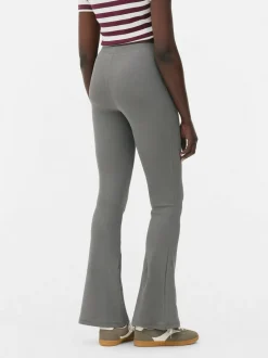 Prążkowane Legginsy z poszerzanymi nogawkami