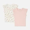 Prążkowane T-shirty z falbanką, 2 szt.
