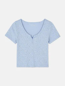 Prążkowany T-shirt typu henley