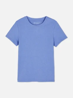 Prążkowany T-shirt z krótkim rękawem