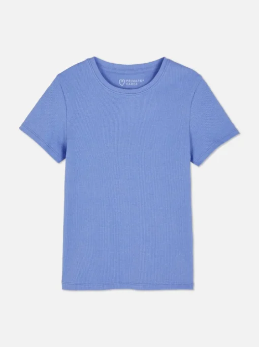 Prążkowany T-shirt z krótkim rękawem