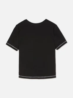 Prążkowany T-shirt z krótkim rękawem