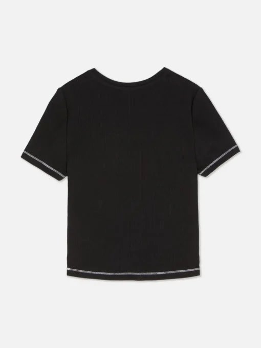 Prążkowany T-shirt z krótkim rękawem