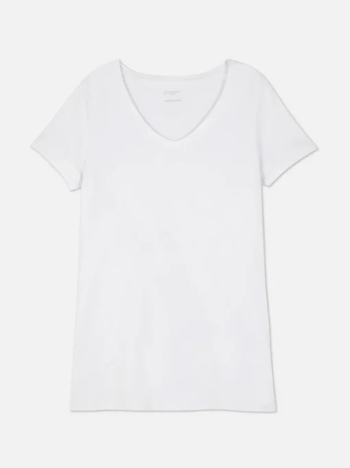 Rozciągliwy T-shirt z dekoltem w serek
