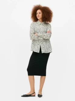 Satynowa koszula z długim rękawem