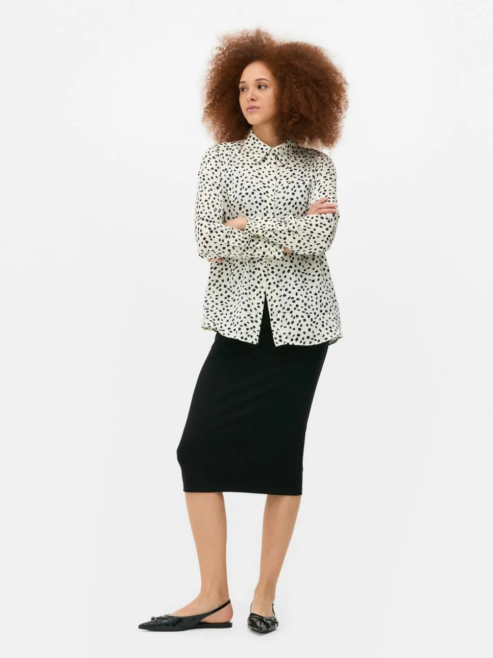 Satynowa koszula z długim rękawem