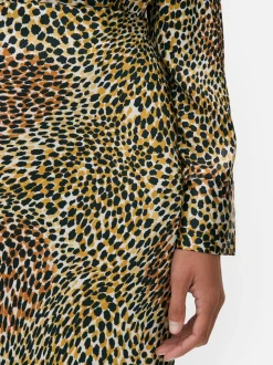 Satynowa spódnica midi z nadrukiem