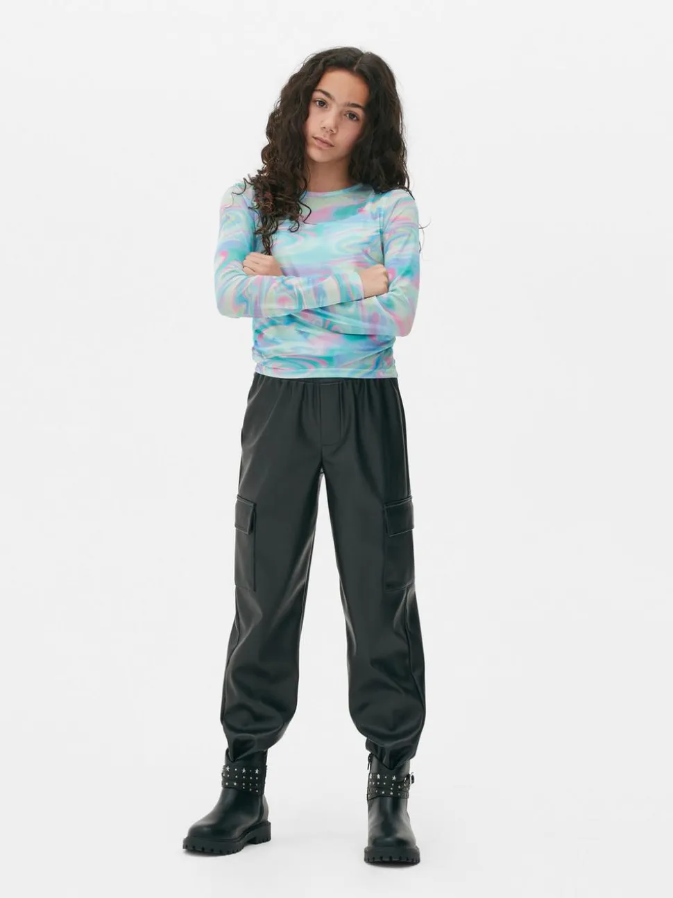 Siateczkowa bluzka z marmurkowym wzorem