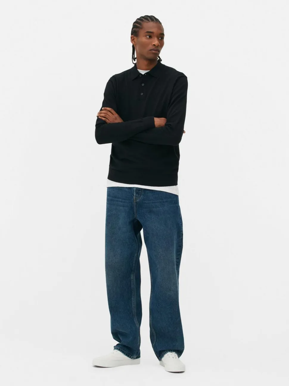 Sweter polo z długim rękawem