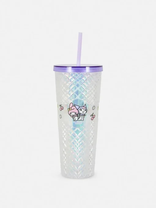 Teksturowany kubek ze słomką i motywem Hello Kitty