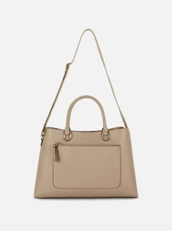 Torba shopper ze sztucznej skóry z zasuwaną kieszenią