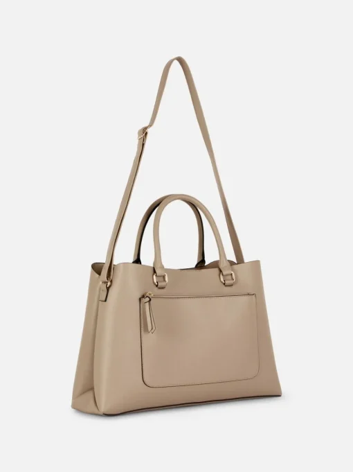 Torba shopper ze sztucznej skóry z zasuwaną kieszenią
