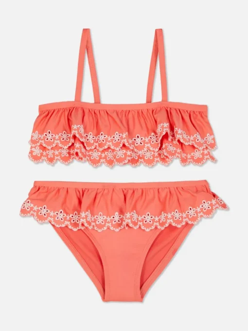 Warstwowe bikini z haftem angielskim