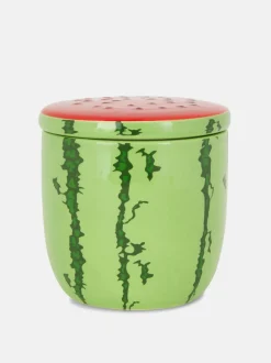 Świeca w ceramicznym pojemniku z motywem arbuza