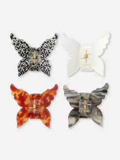 Żabki do włosów w kształcie motyla z żywicy, 4 szt.