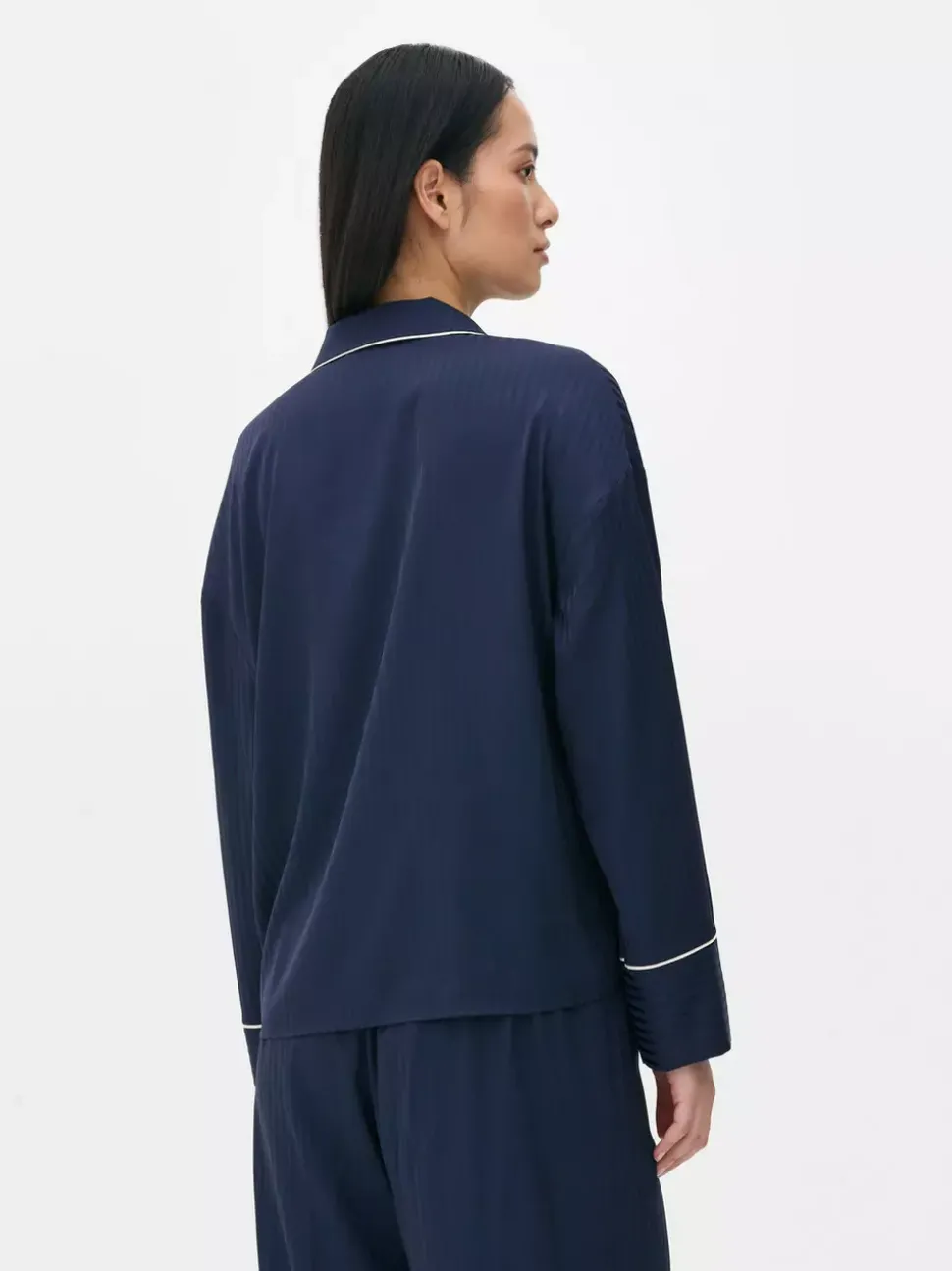 Żakardowa góra od piżamy z długim rękawem