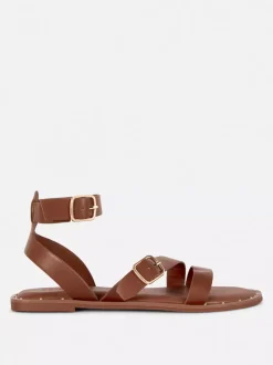 Asymetryczne sandały ze sztucznej skóry z ćwiekami