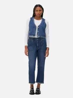 Bawełniane spodnie typu paper bag