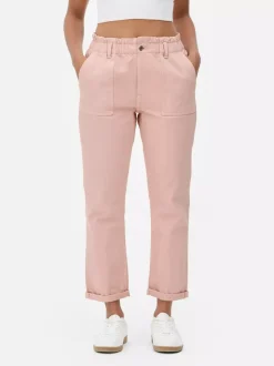 Bawełniane spodnie typu paper bag