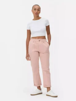 Bawełniane spodnie typu paper bag