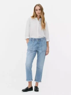 Bawełniane spodnie typu paper bag