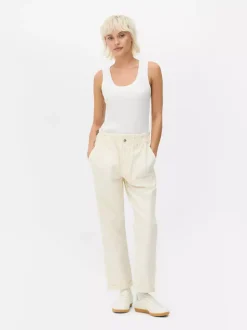 Bawełniane spodnie typu paper bag